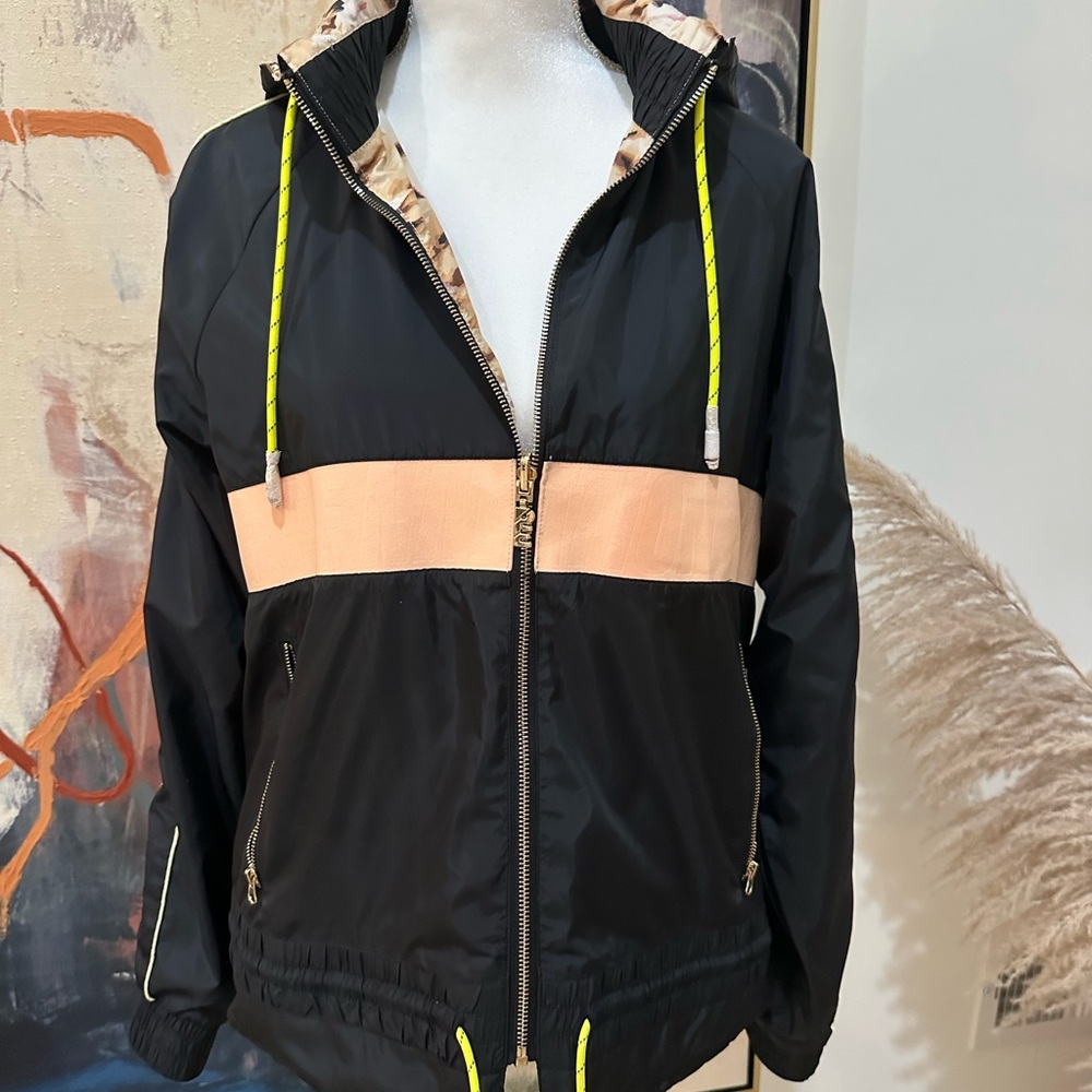 P.E. Nation Black and Coral Athletic Jacket